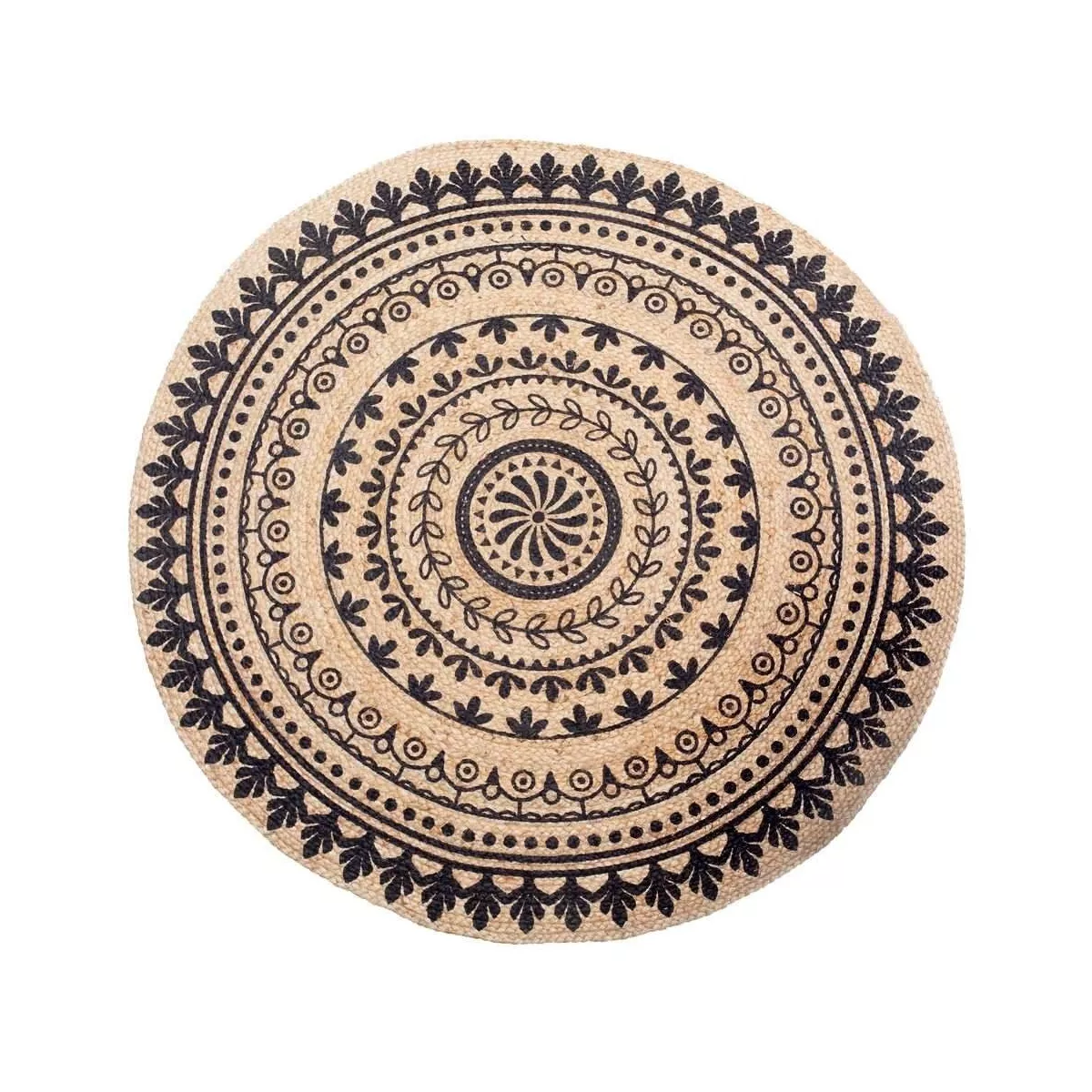 Tapis jupe 120x120 Naturel et Noir