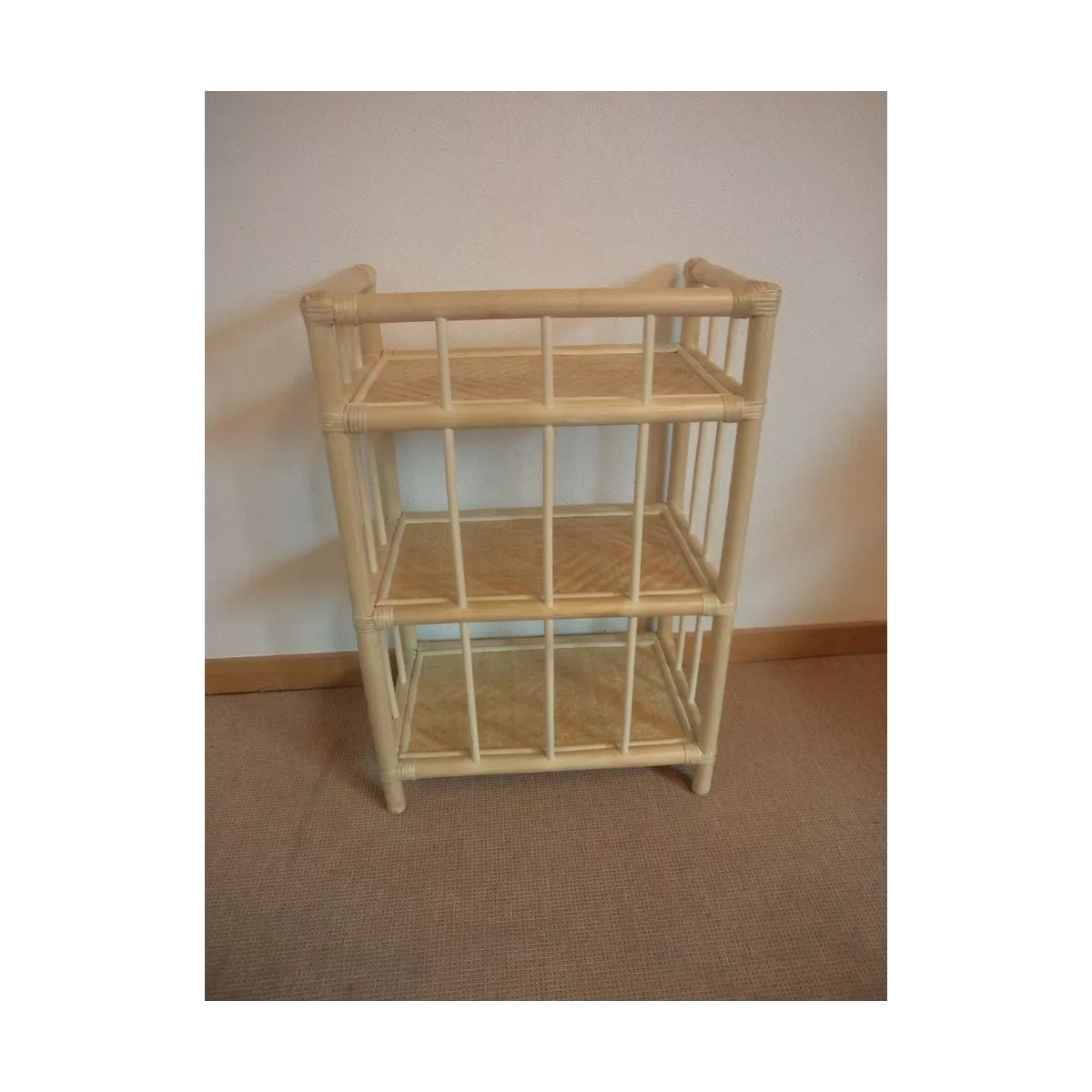 Etagère Clowny 3 Plateaux  Avec Rebord  Rotin Naturel 55x35x85