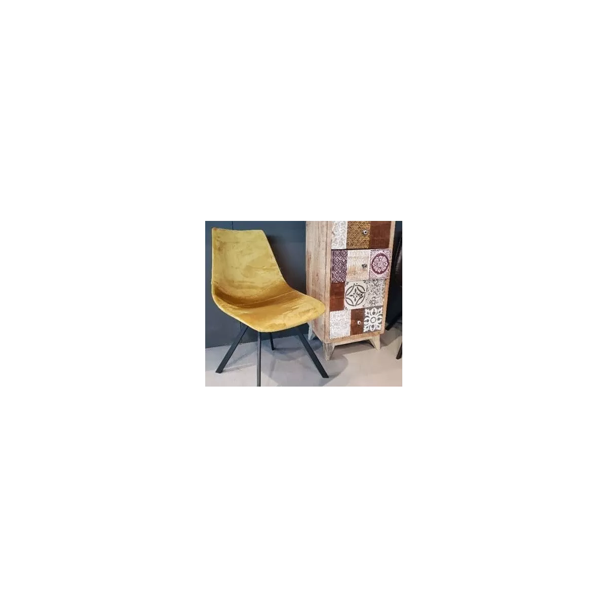 Chaise Happy Velours Moutarde
