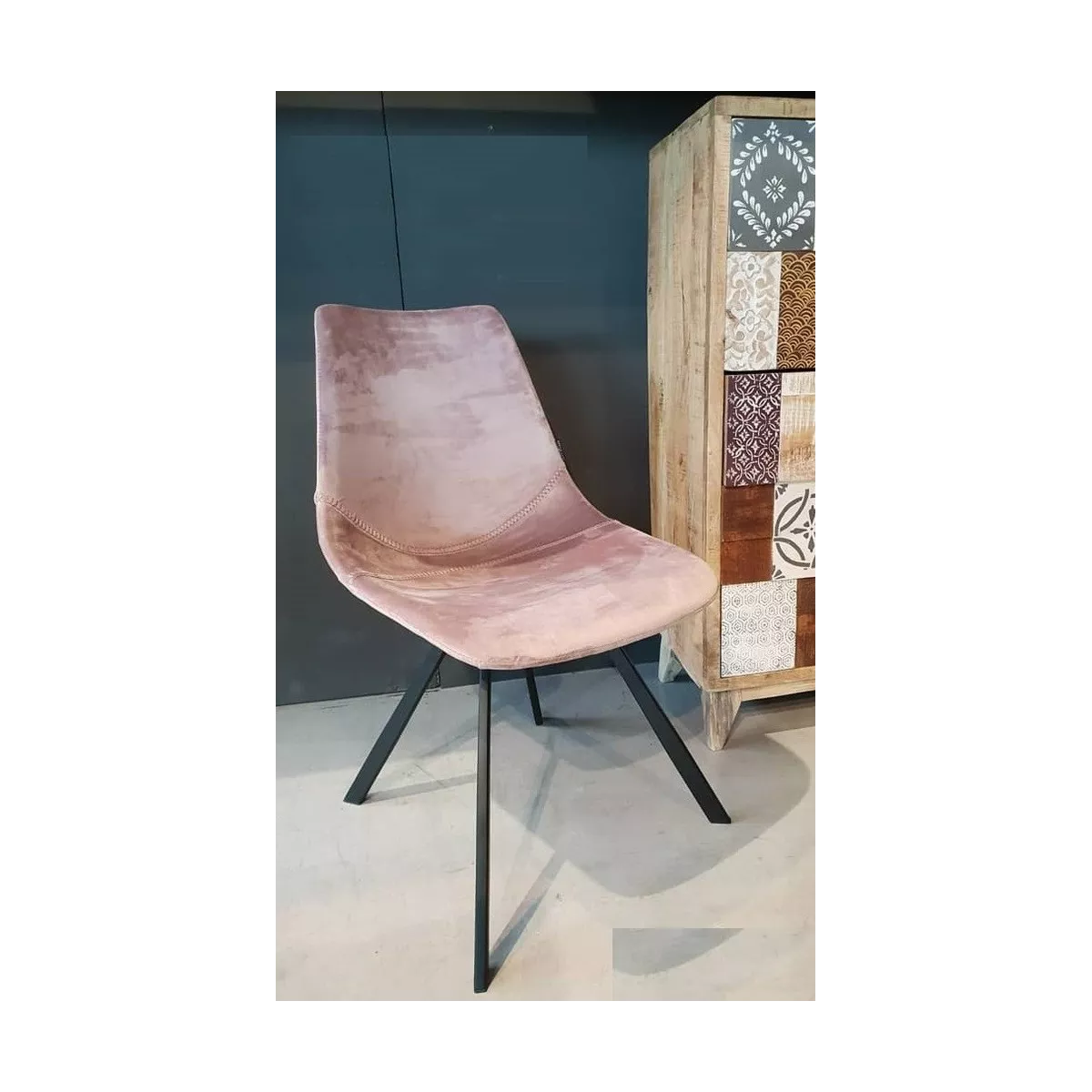 Chaise Happy Velours Rose