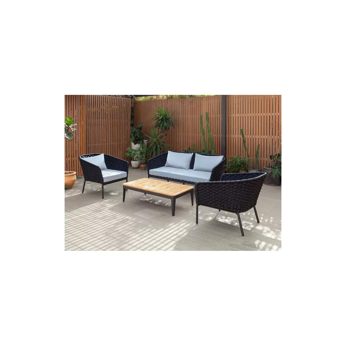 Table Basse Clavo Spécial Extérieur Aluminium et Teck