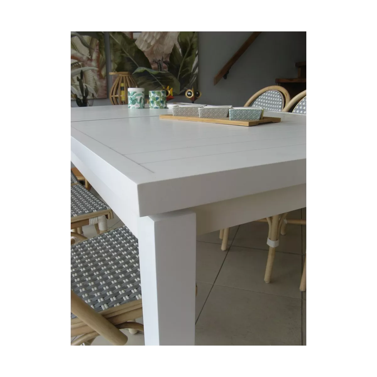 Table Nerja 180/240 en Aluminium blanc avec allonge