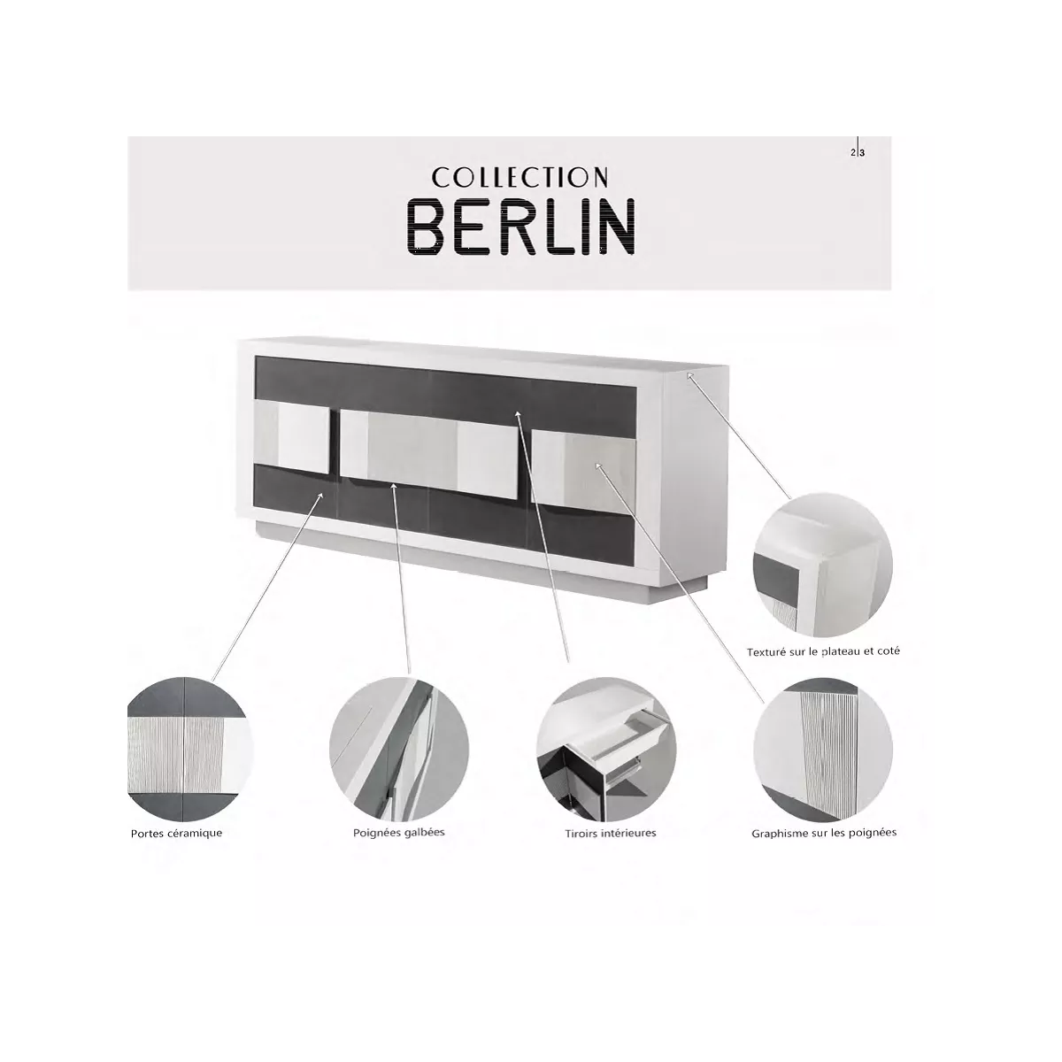 Bahut Berlin en Chêne et Céramique
