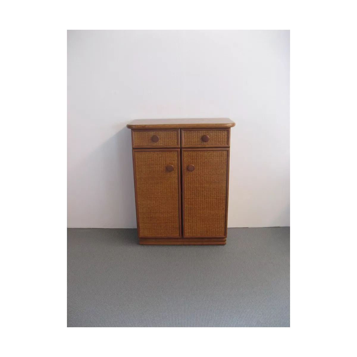 Meuble Zante 67x34 : 2 Portes et 2 Tiroirs Merisier