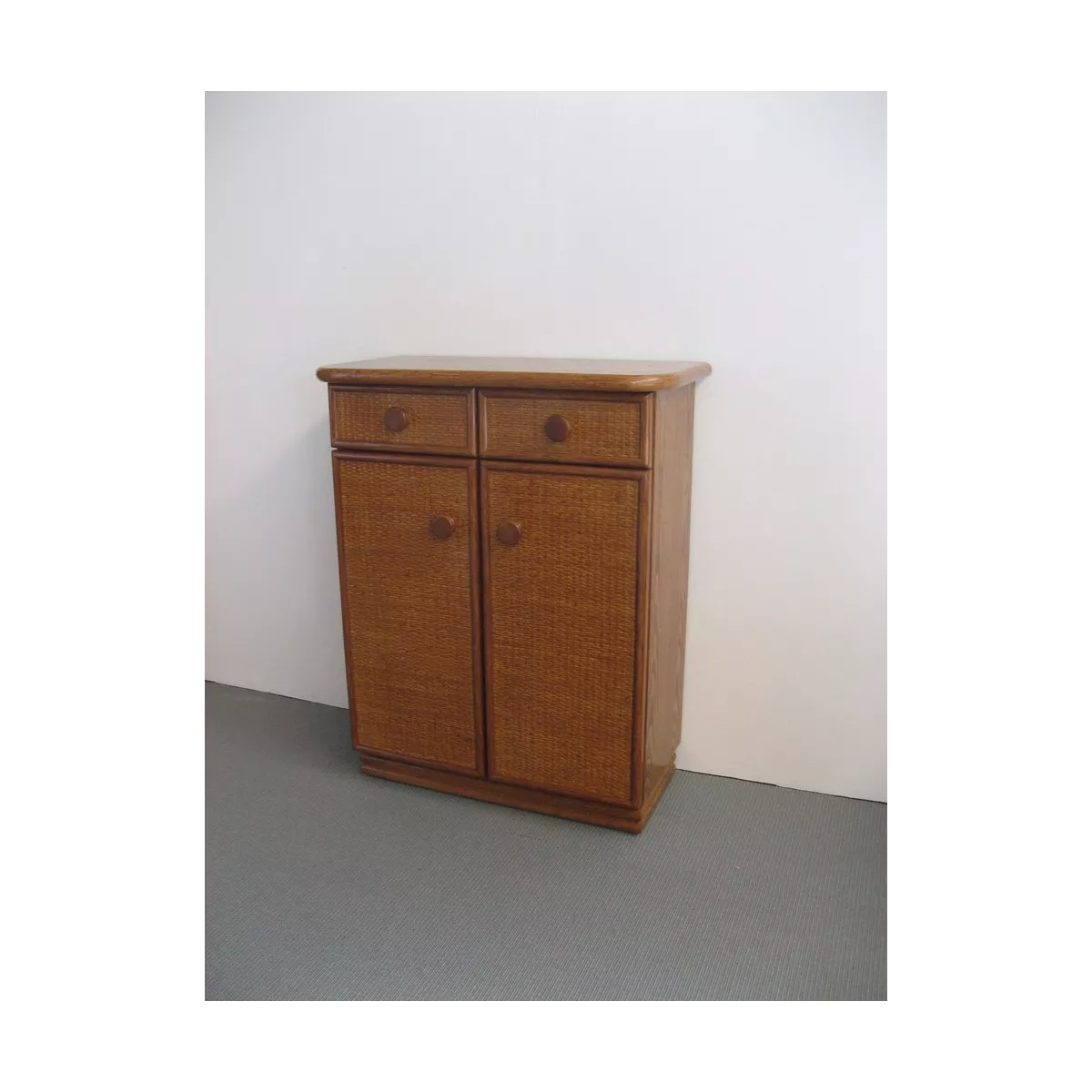 Meuble Zante 67x34 : 2 Portes et 2 Tiroirs Merisier