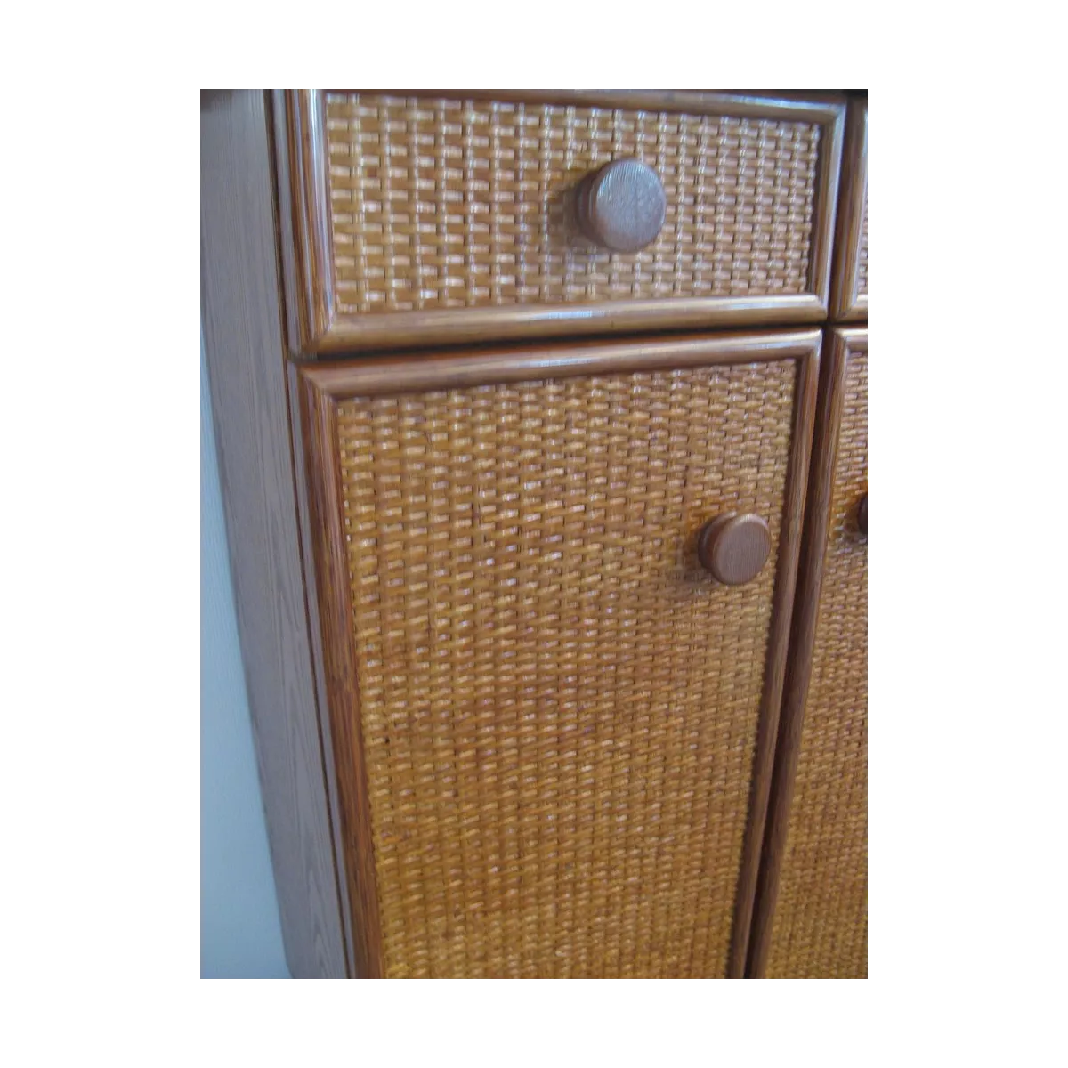 Meuble Zante 67x34 : 2 Portes et 2 Tiroirs Merisier