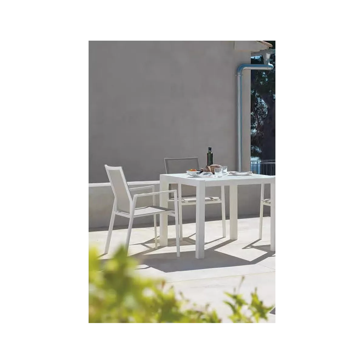 Table 90x90  Kurve Aluminium et Verre