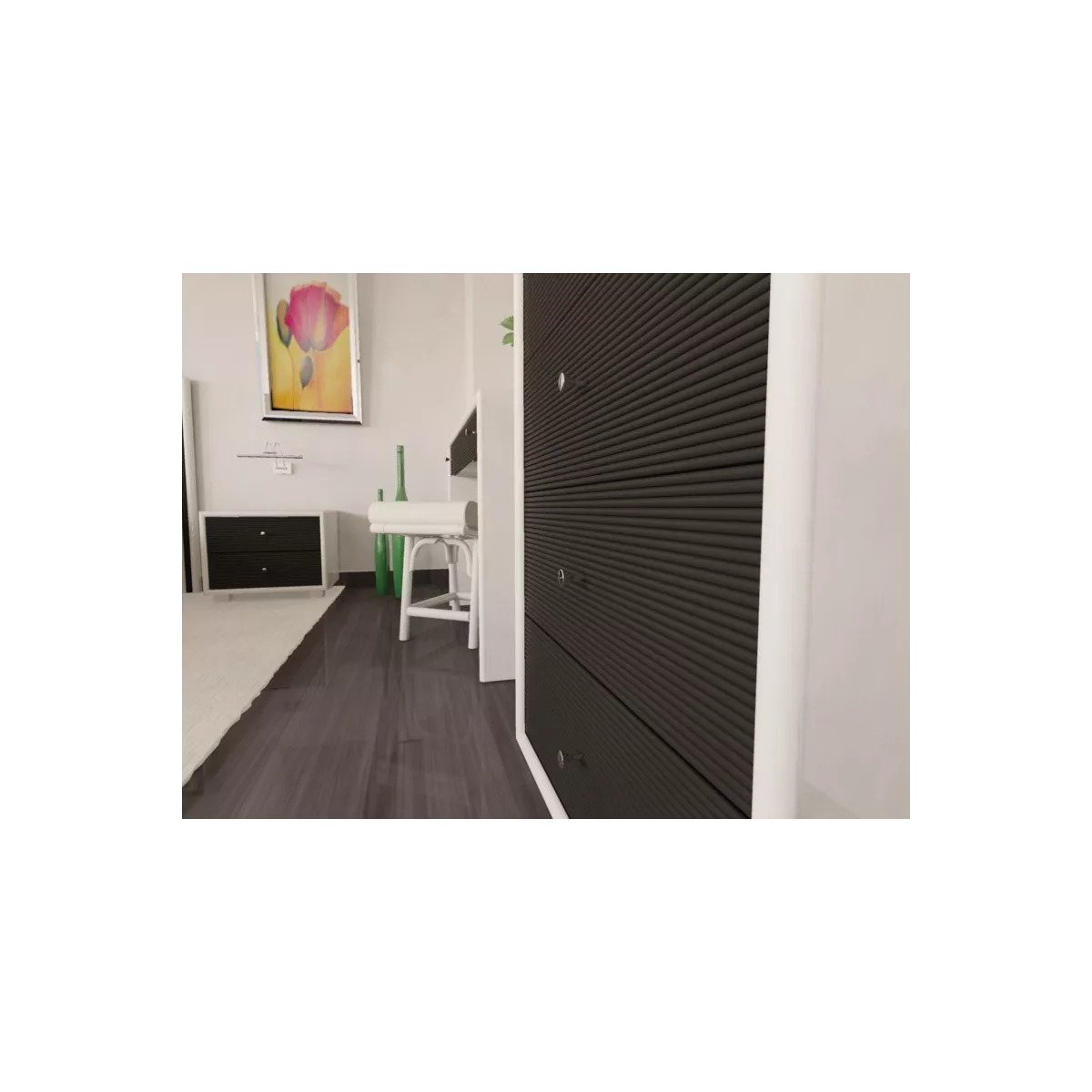 Chiffonnier Sendaï Blanc et Titan