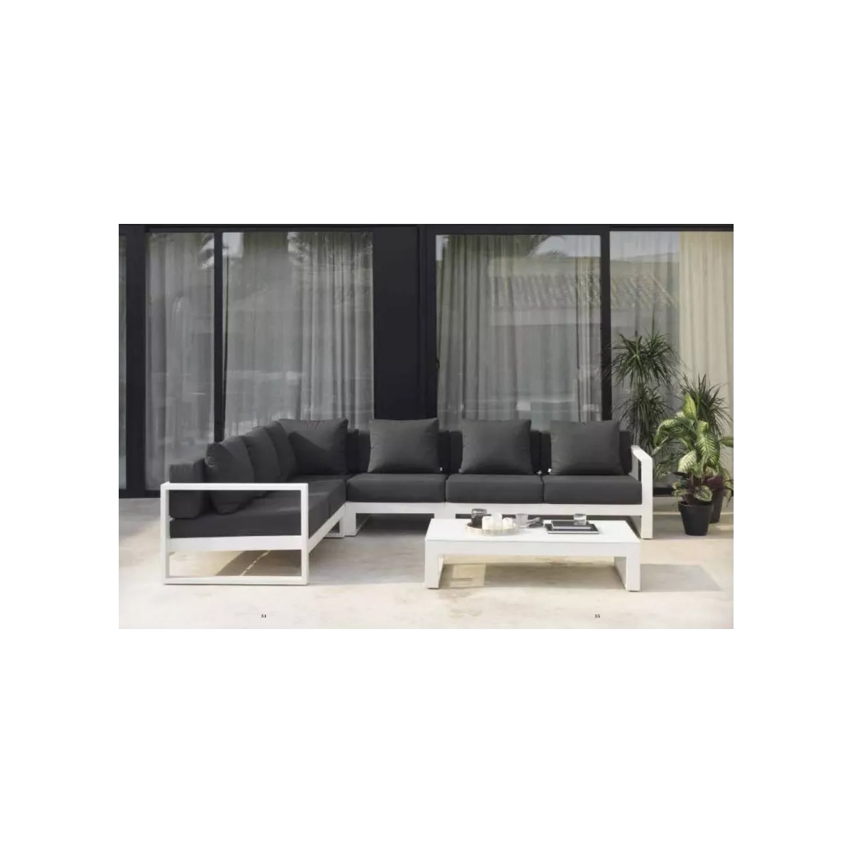 Salon d'Angle Bianco en Aluminium Blanc