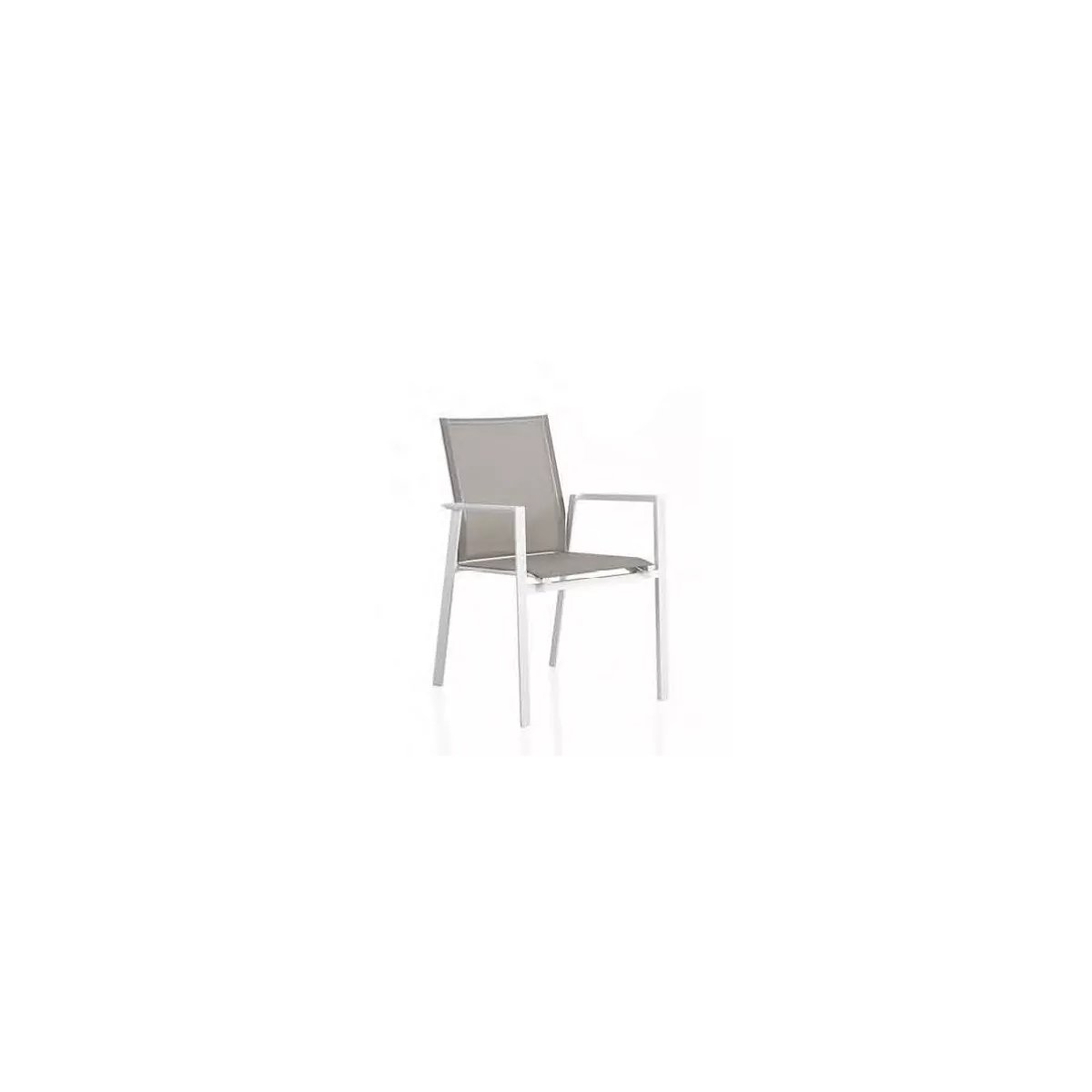 Fauteuil de Repas White Alu Blanc et Batyline Taupe