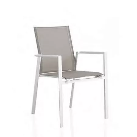 Fauteuil de Repas White Alu Blanc et Batyline Grise