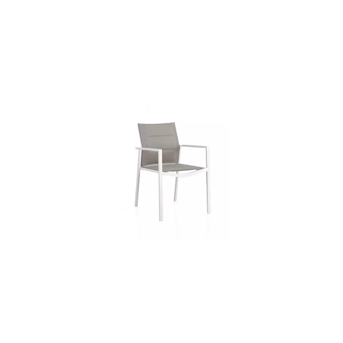 Fauteuil de Repas White Matelassé Alu Blanc et Batyline Taupe
