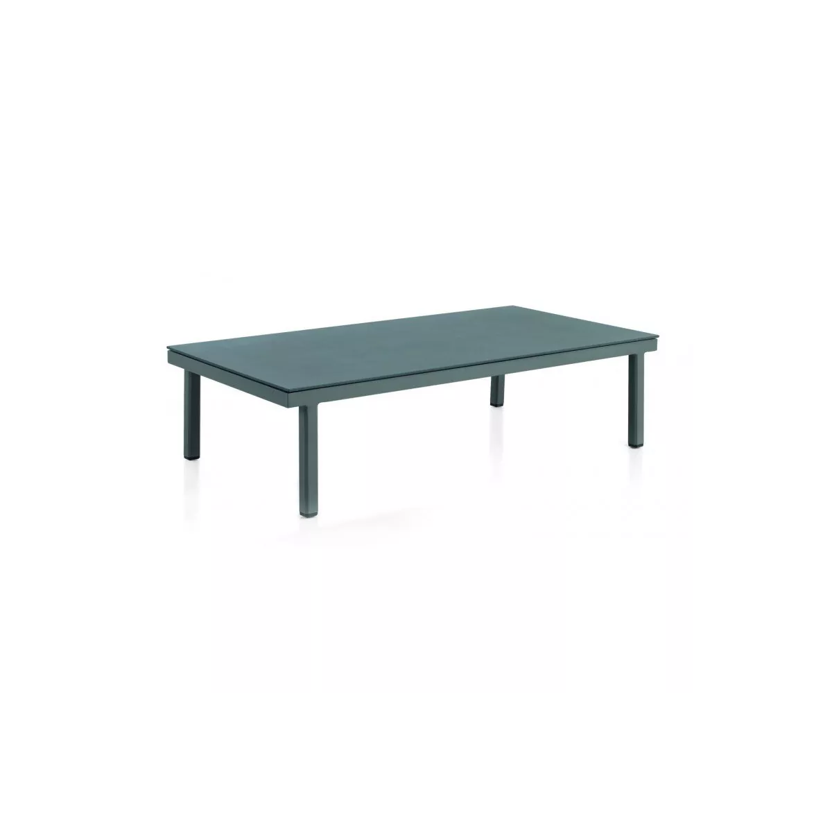 Table Basse Cube Aluminium et Pierre Grise 130x70