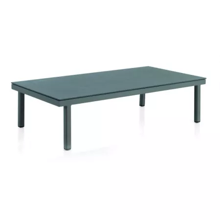 Table Basse Cube Aluminium et Pierre Grise 130x70