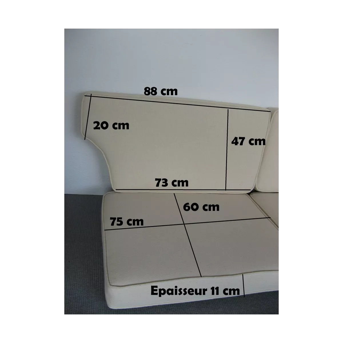 Coussin Ecru pour Canapé Katia 3 Places
