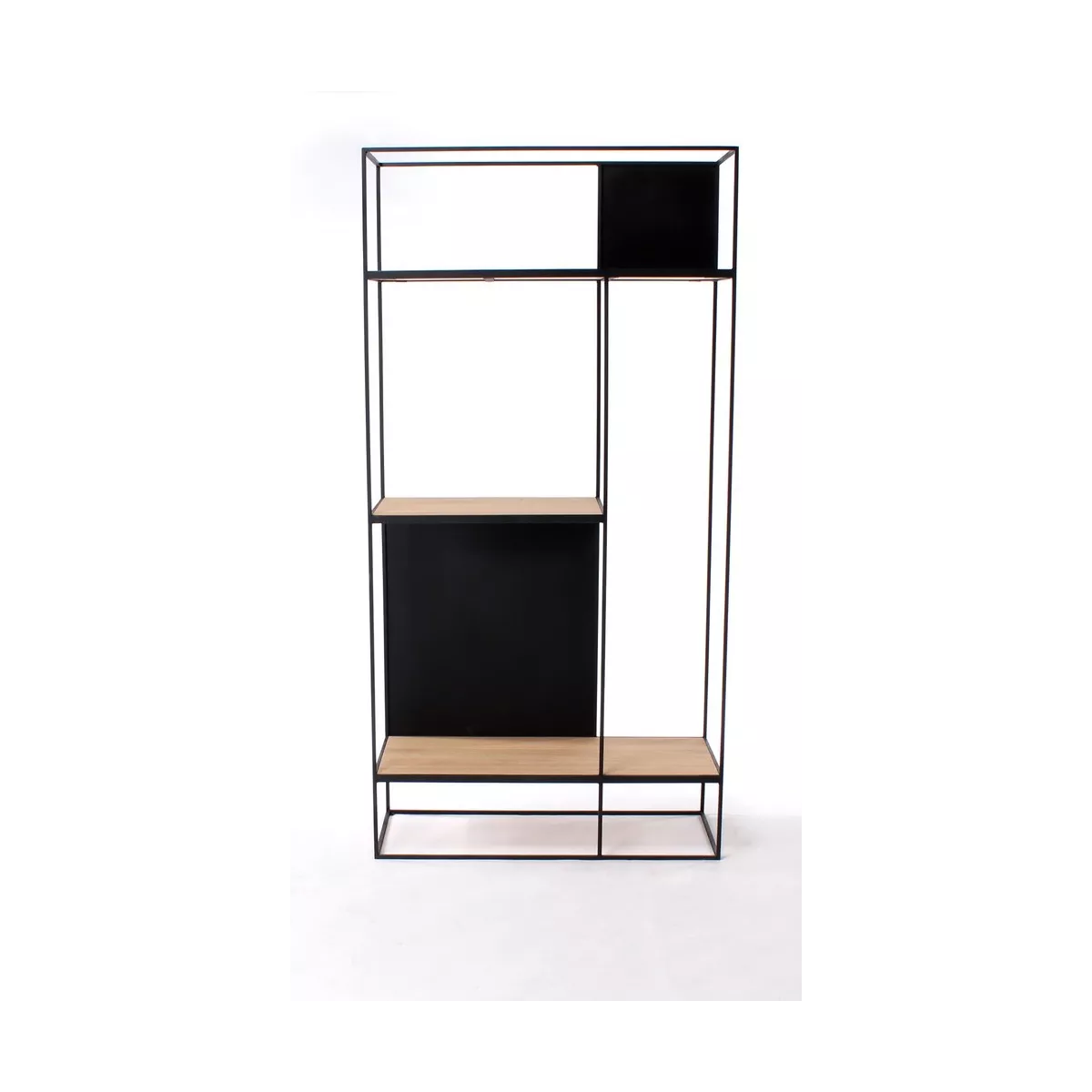 Etagère Rubic 90x180 en Métal noir et Chêne Naturel Avec Pieds