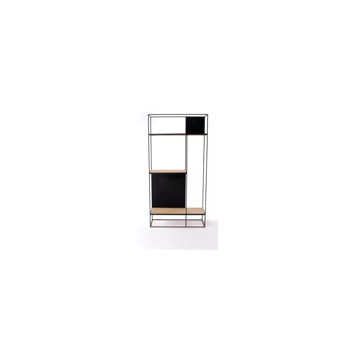 Etagère Rubic 90x180 en Métal noir et Chêne Naturel Avec Pieds