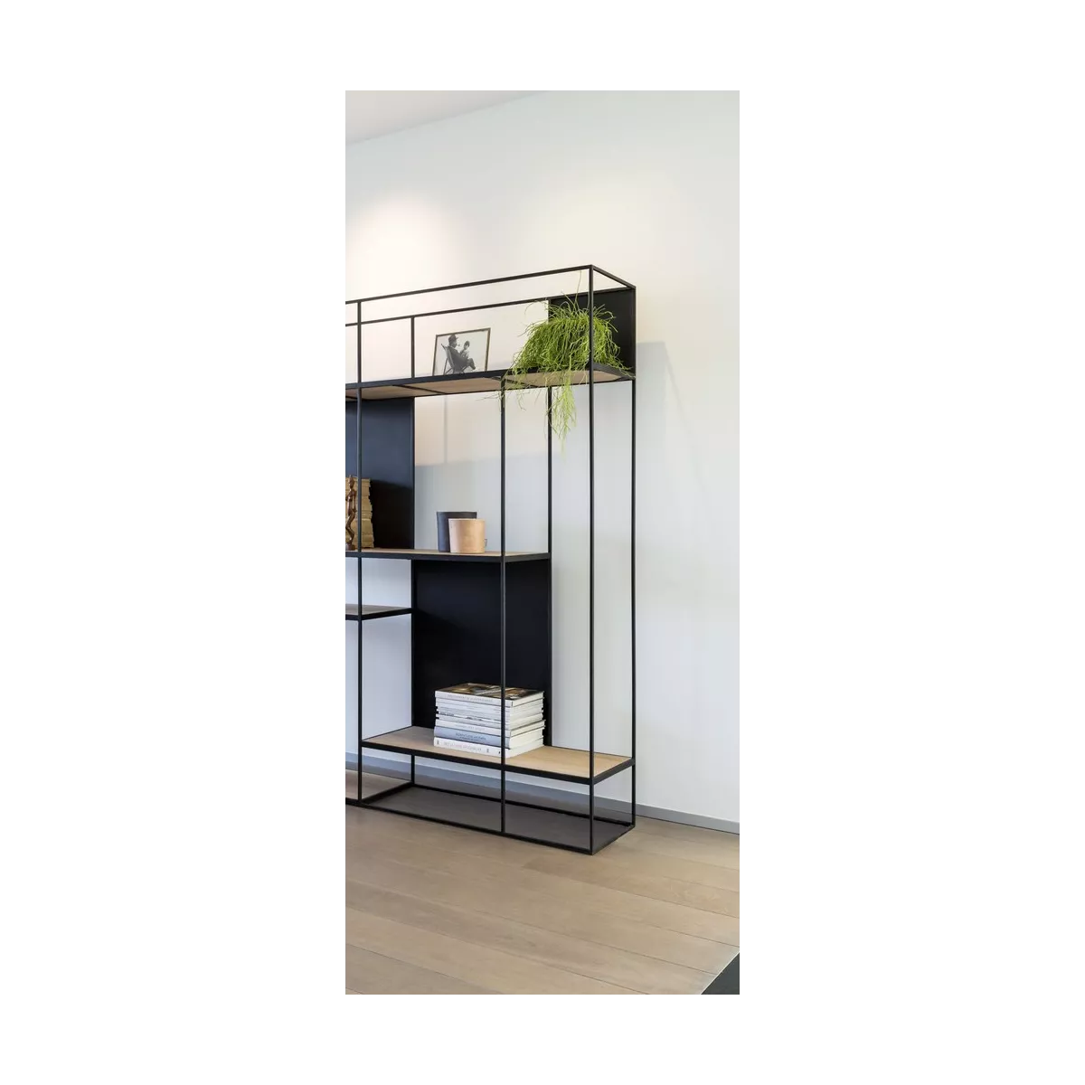 Etagère Rubic 90x180 en Métal noir et Chêne Naturel Avec Pieds