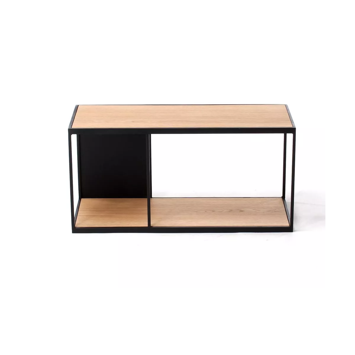 Etagère Murale Rubic 76x37 en Métal noir et Chêne Naturel