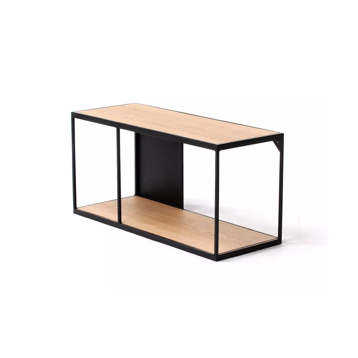 Etagère Murale Rubic 76x37 en Métal noir et Chêne Naturel
