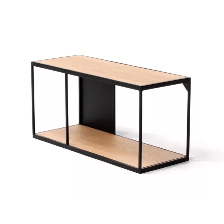 Etagère Mural Rubic 76x37 en Métal noir et Chêne Naturel
