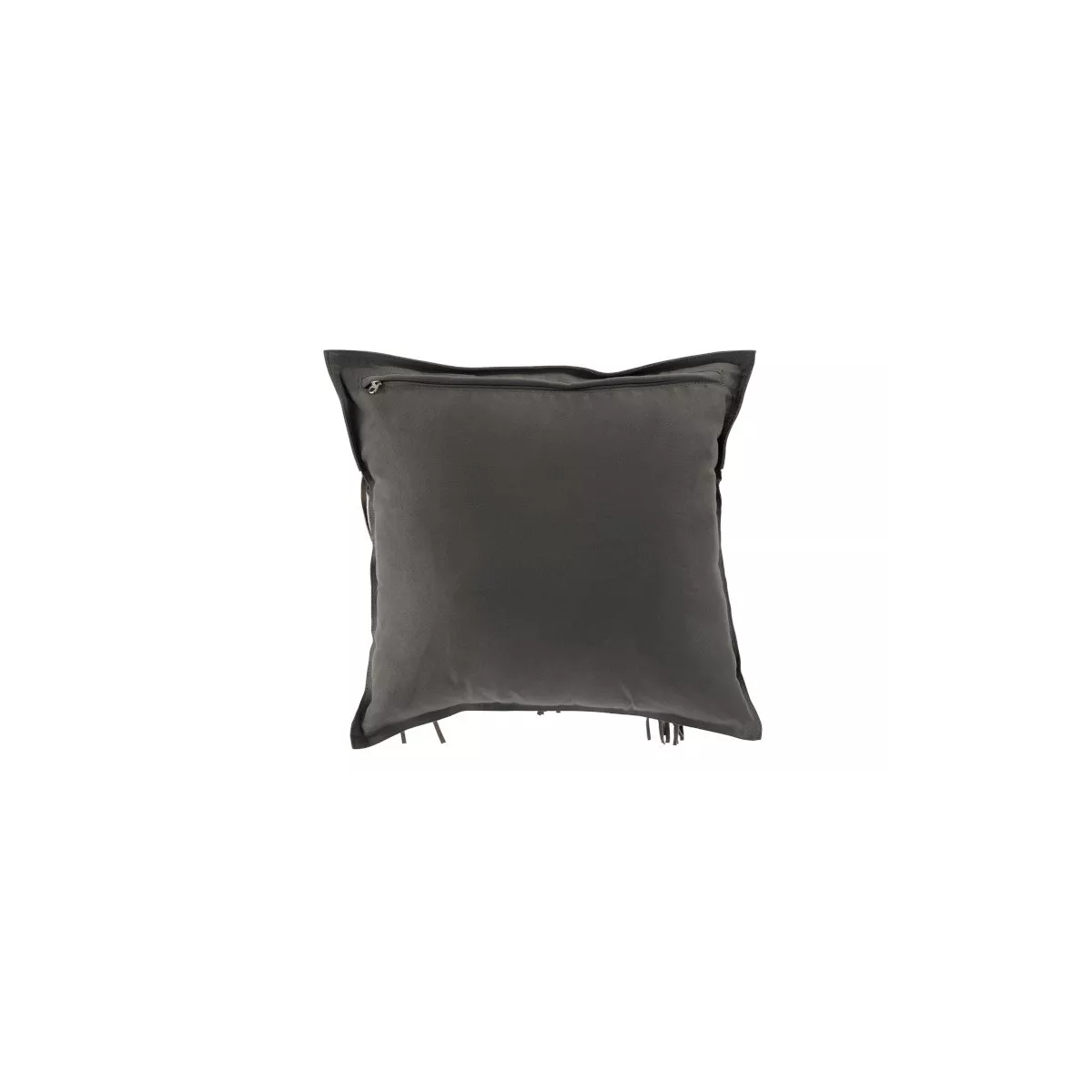 Coussin avec franges Carré Cuir Gris