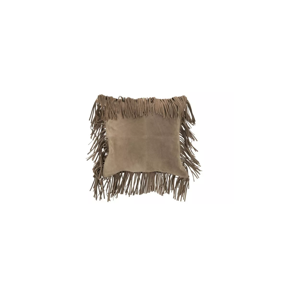Coussin avec franges Carré Cuir Beige