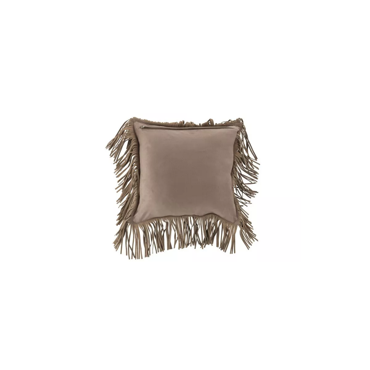 Coussin avec franges Carré Cuir Beige