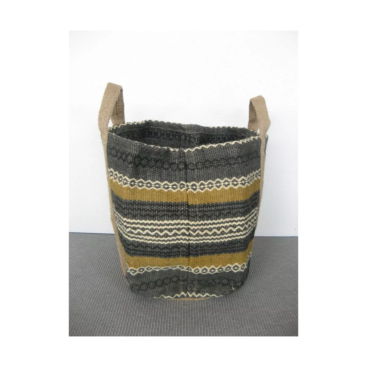 Corbeille en jute Gris et Jaune