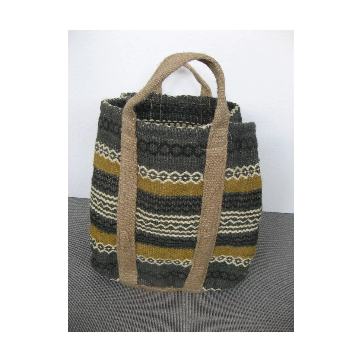 Corbeille en jute Gris et Jaune
