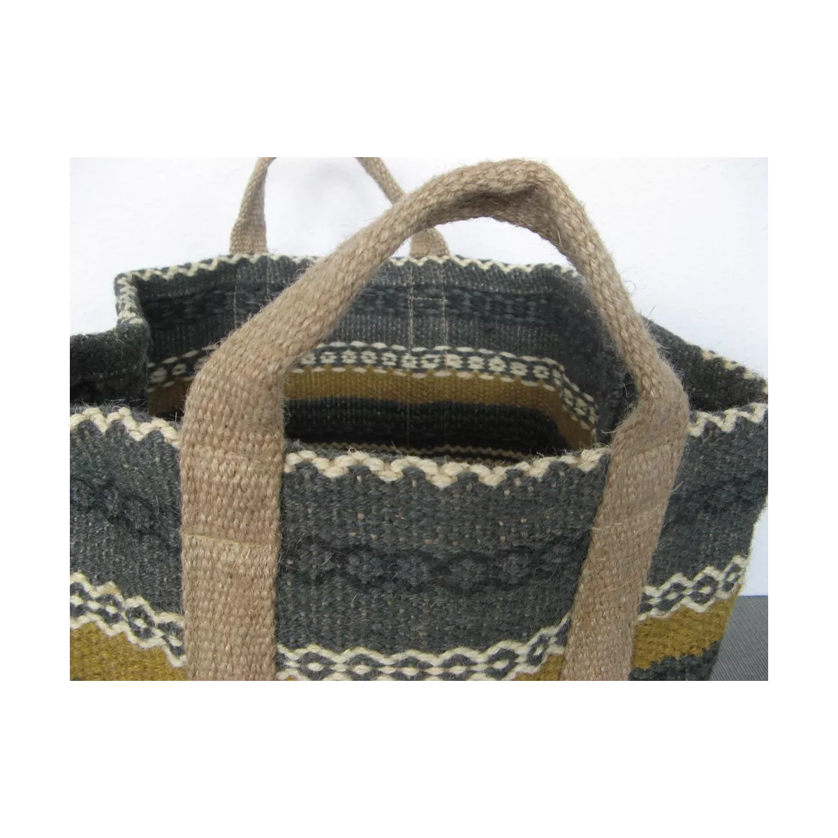 Corbeille en jute Gris et Jaune