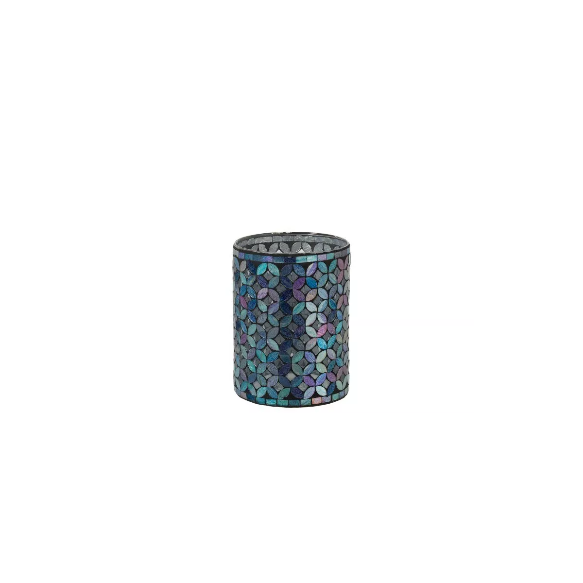 Photophore Mosaïque Verre Bleu Mauve