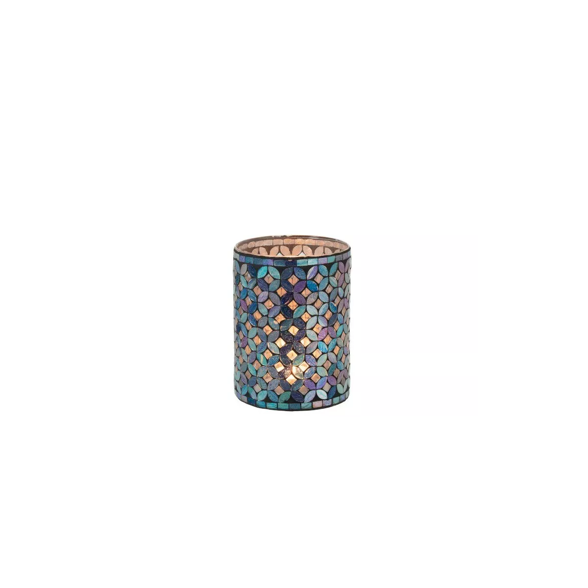Photophore Mosaïque Verre Bleu Mauve