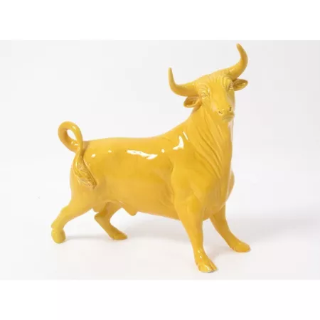 Sculpture Féria Taureau Jaune Moutarde