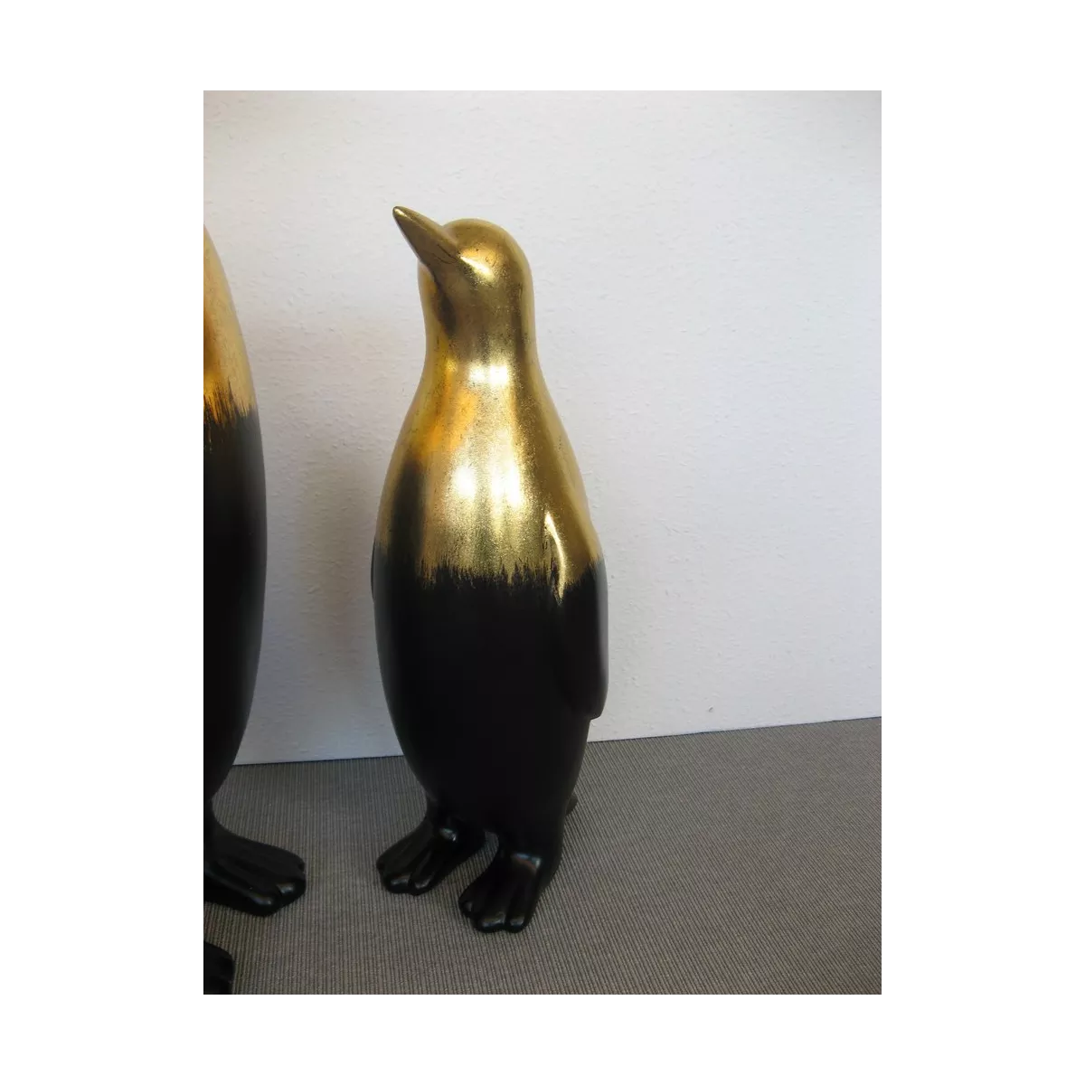 Statue Pingouin Noir et Or H.80cm
