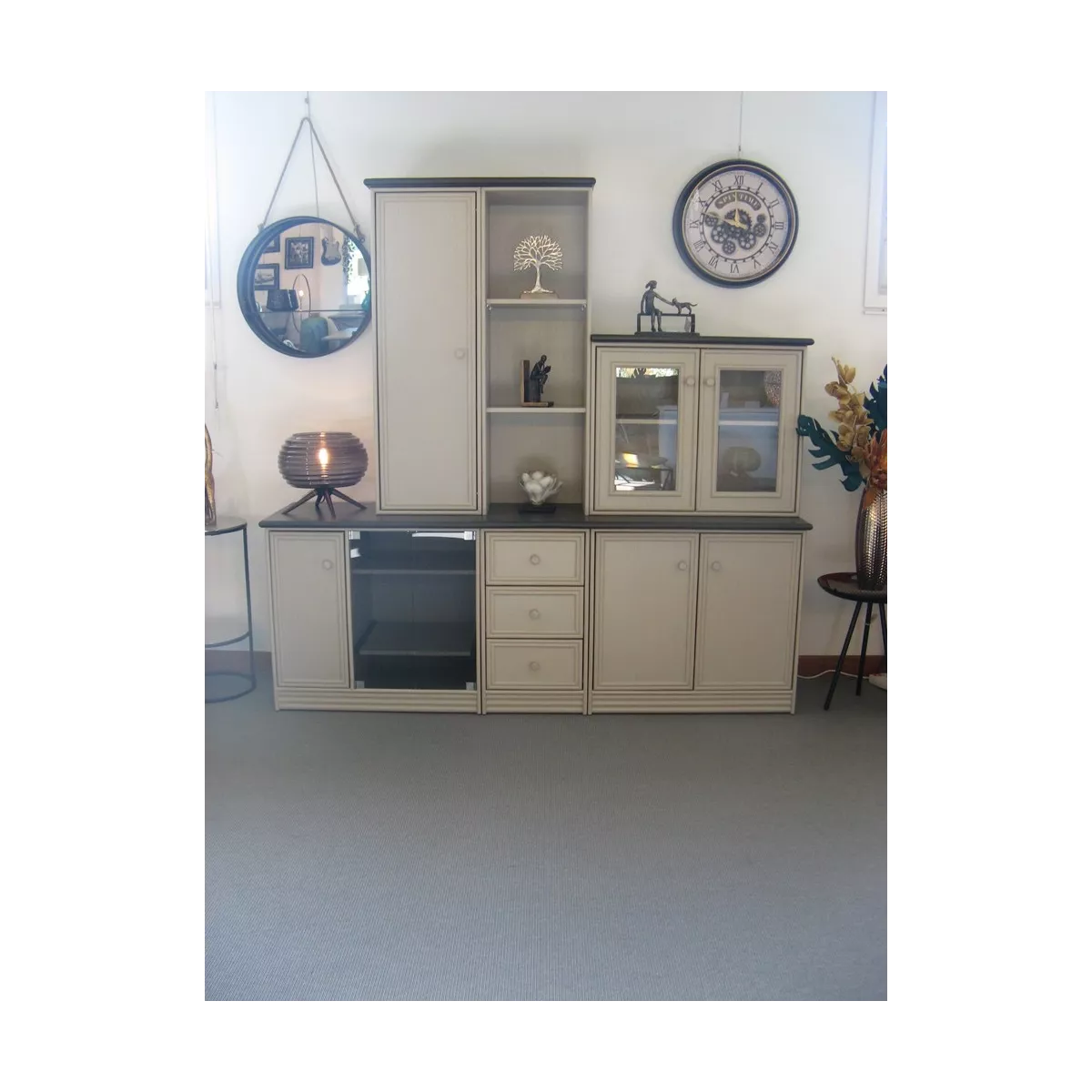 Miroir Métal noir avec 1 étagère