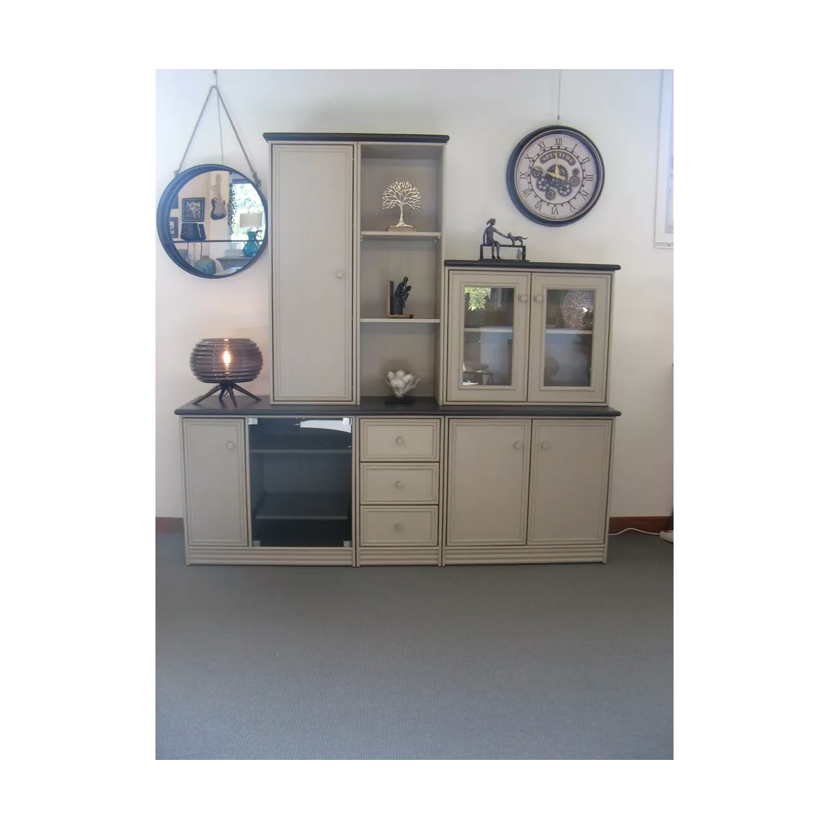 Miroir Métal noir avec 1 étagère
