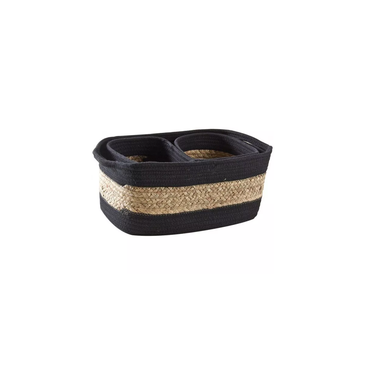 Corbeille en jacinthe et coton noir 36x25