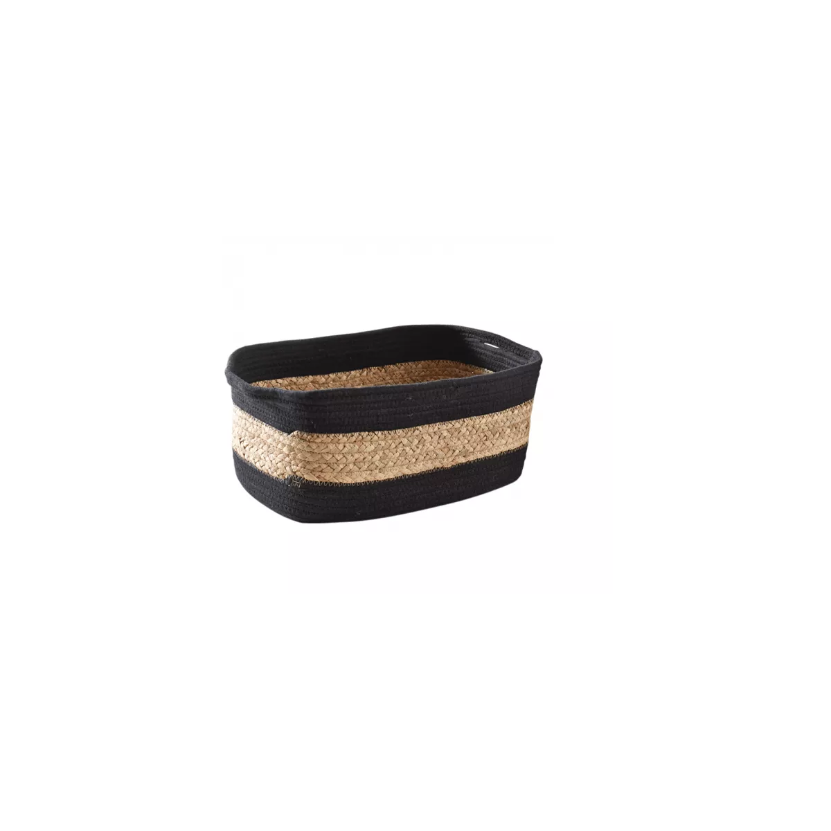 Corbeille en jacinthe et coton noir 36x25