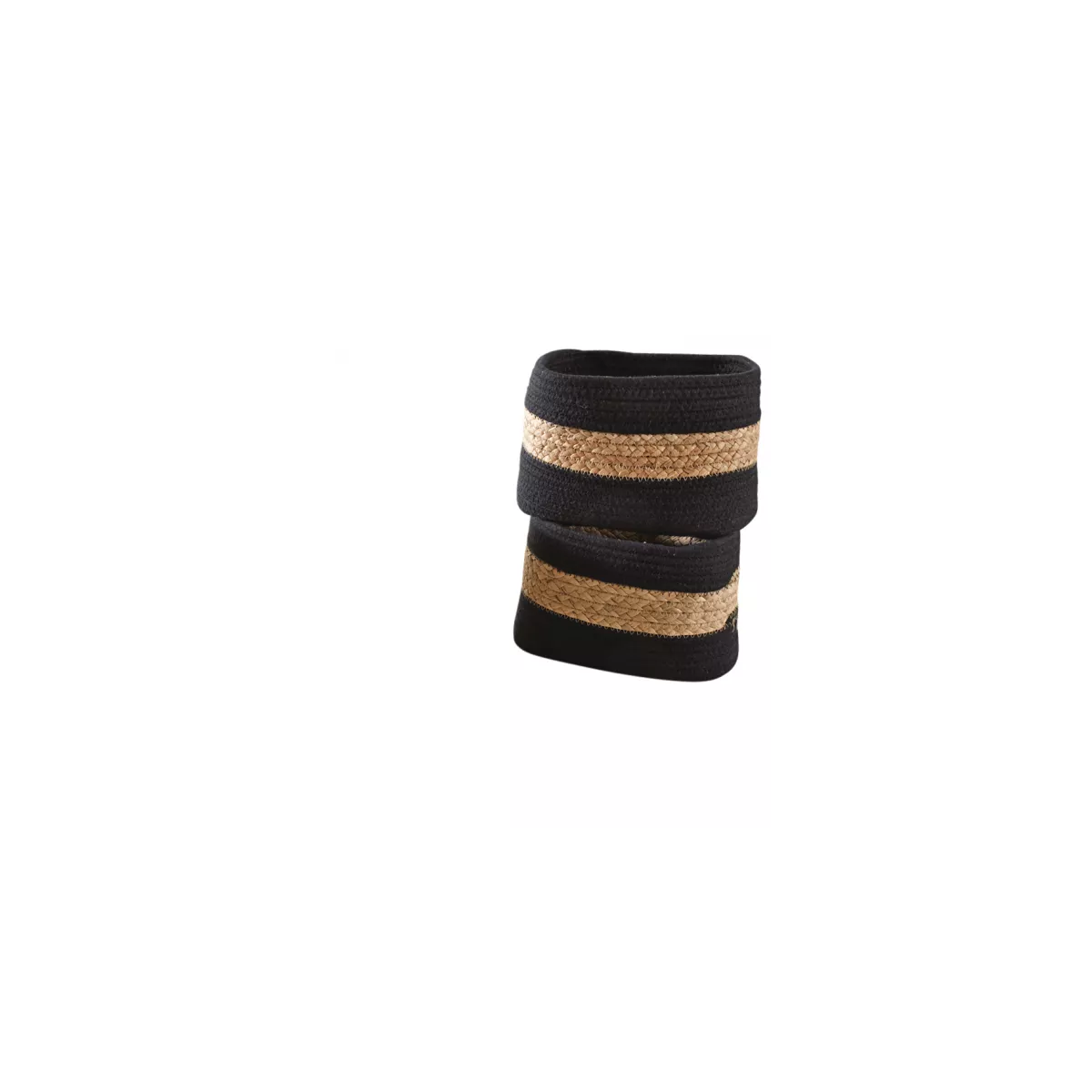 Corbeille en jacinthe et coton noir 23x13