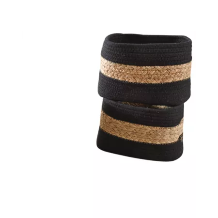 Corbeille en jacinthe et coton noir 36x25