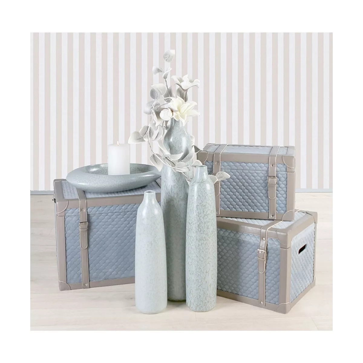 Vase Agia Bleu Verte H.50 cm