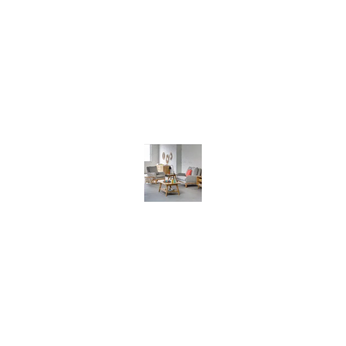 Miroir Planete Rotin Naturel 70x70