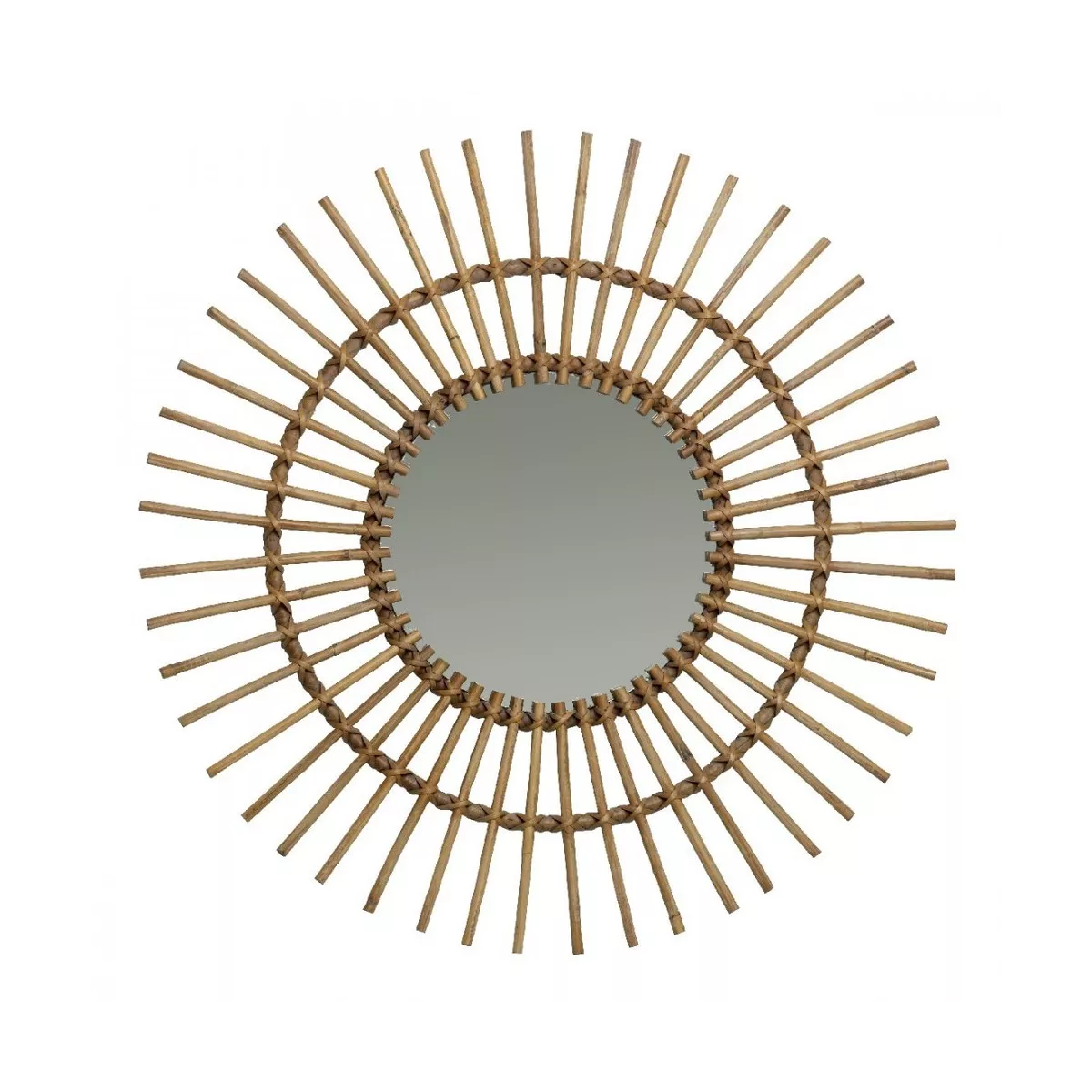 Miroir Planete Rotin Naturel 70x70