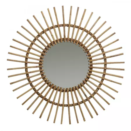 Miroir Soleil Rotin Naturel 70x70