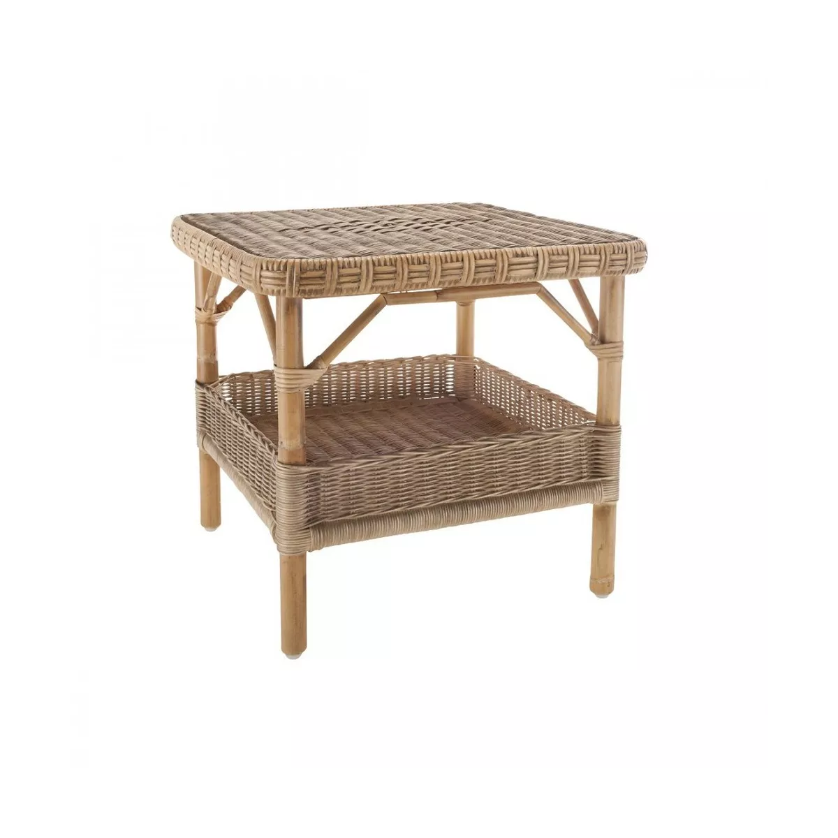 Table Basse Carrée Nantucket Rotin Patiné
