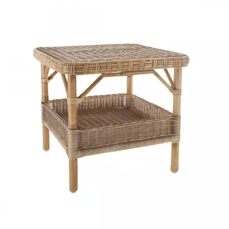 Table Basse Carrée Nantucket Rotin Patiné