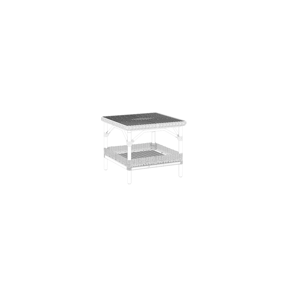 Table Basse Carrée Nantucket Rotin Patiné