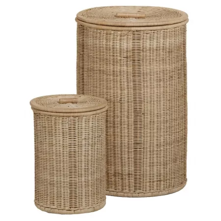 Panière Linge 40x40 Ronde Rotin Naturel