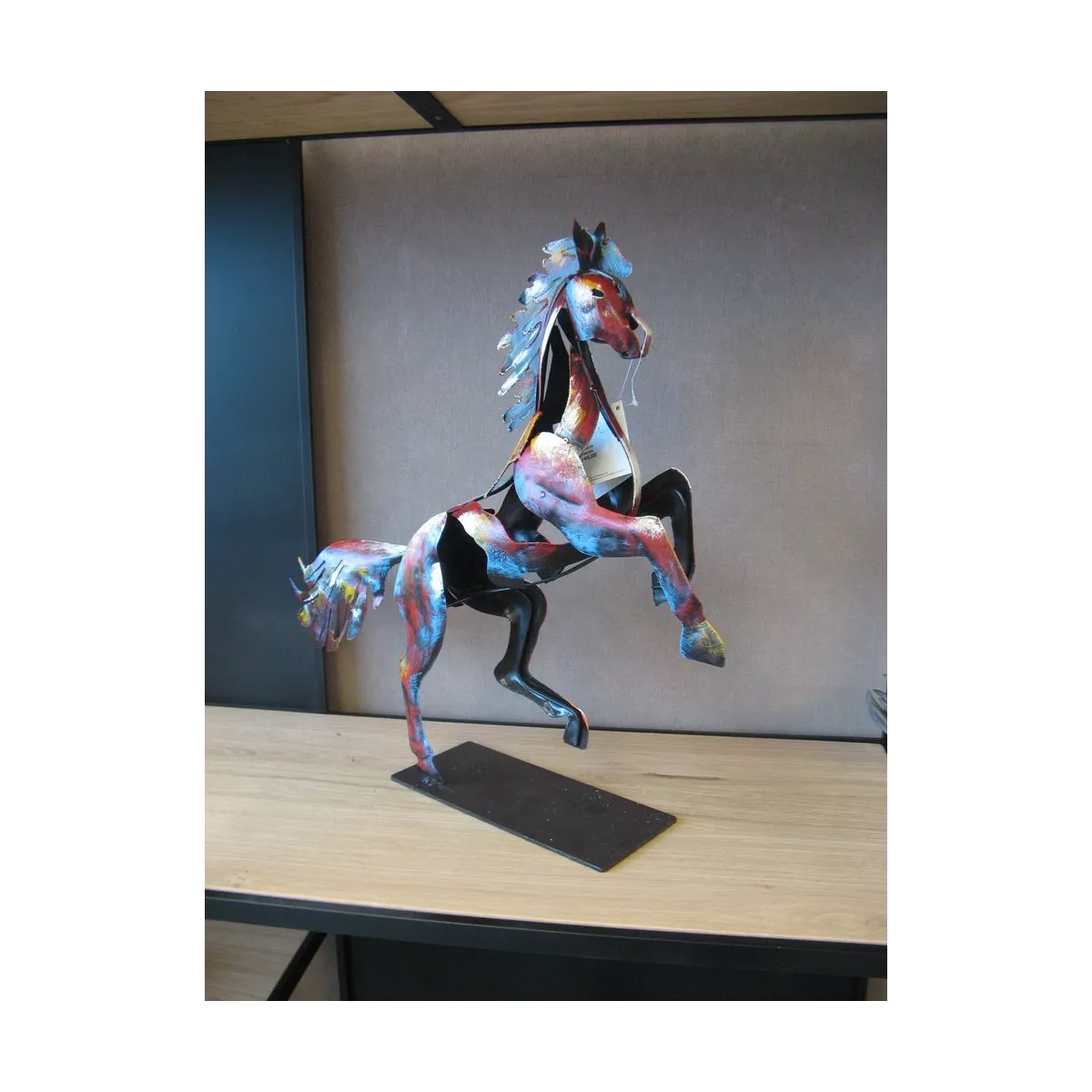 Sculpture Métal Cheval Cabré Pigment H50